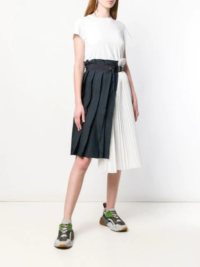 Shop Sacai Asymmetric Patchwork Skirt In Blue