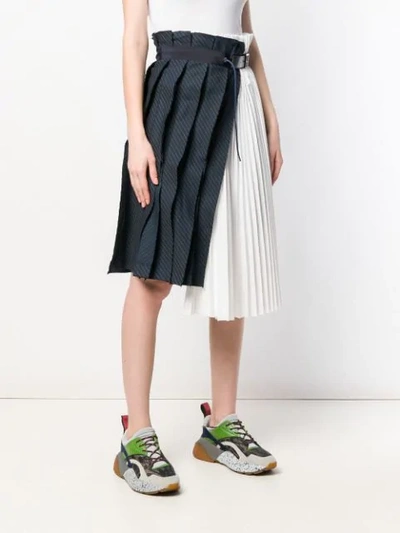 Shop Sacai Asymmetric Patchwork Skirt In Blue