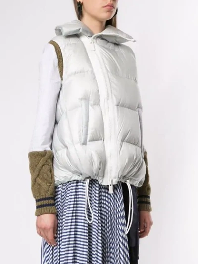 Shop Sacai Padded Zip-up Gilet In White