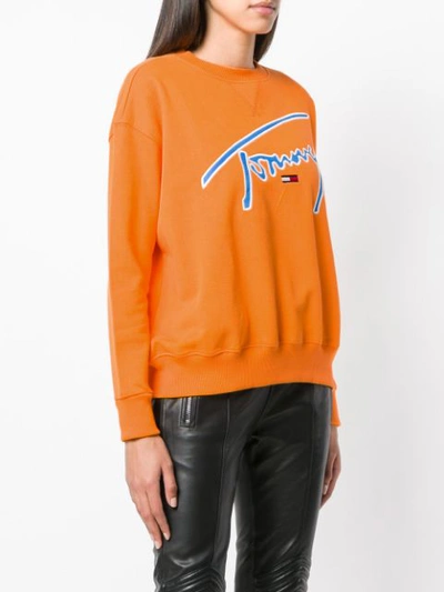 Shop Tommy Jeans Logo Embroidered Sweatshirt - Yellow