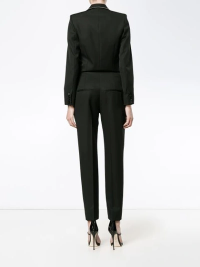 Shop Saint Laurent Crystal Collar Jumpsuit In Black