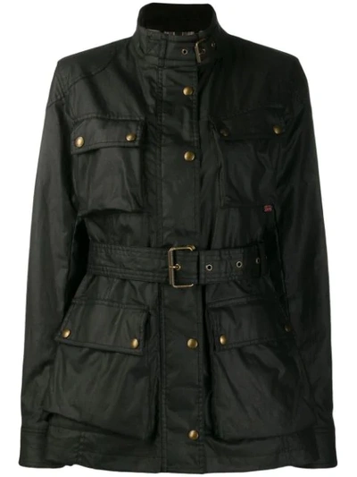 Shop Belstaff Belted Shell Jacket In Black