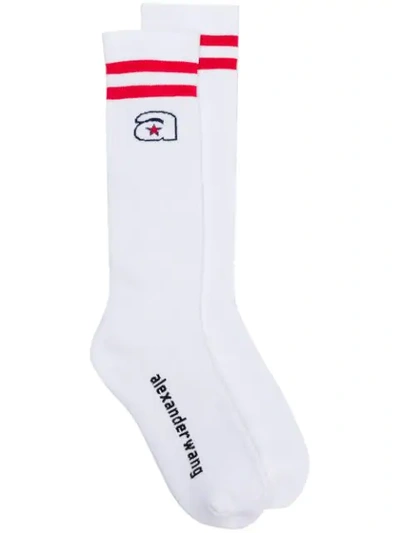 Shop Alexander Wang Logo Socks In White
