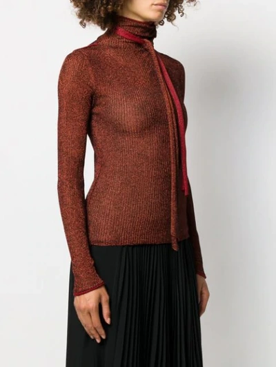 Shop Acne Studios Metallic Knitted Top In Red