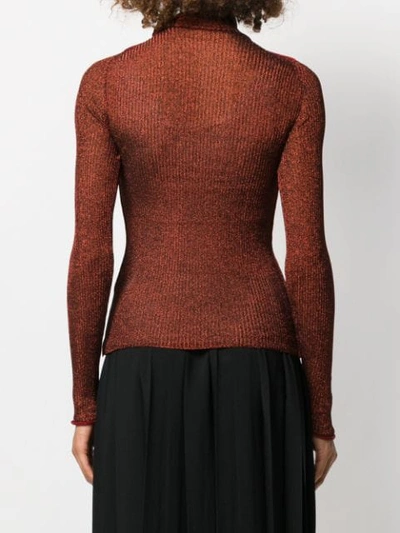 Shop Acne Studios Metallic Knitted Top In Red