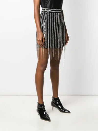 Shop Amen Fringed Sequin Skirt In Black