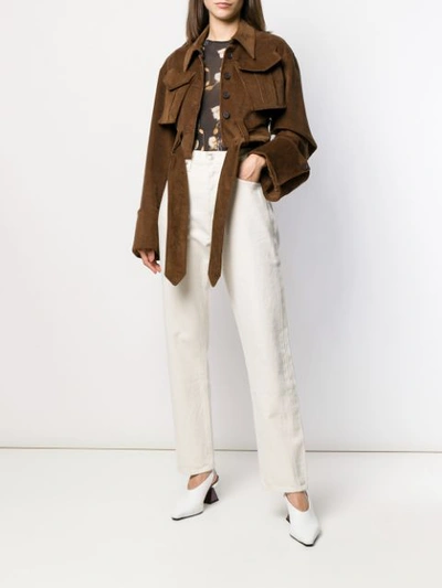 Shop Rokh Patch Pocket Jacket In Brown