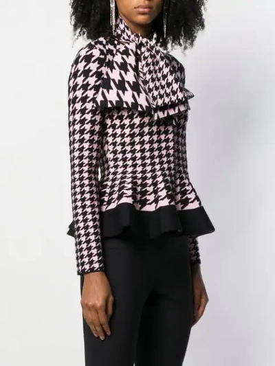 Shop Alexander Mcqueen Houndstooth Patterned Knitted Cardigan In Pink