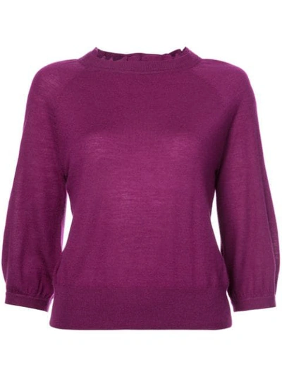 Shop Co Ruffle-trim Fitted Sweater - Pink