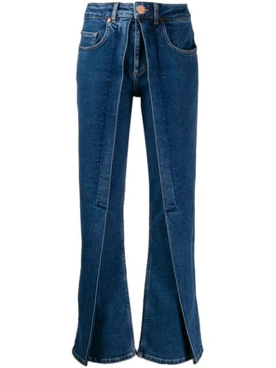 Shop Aalto Panelled Flared Jeans In Blue