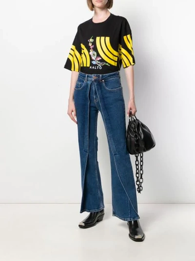 Shop Aalto Panelled Flared Jeans In Blue
