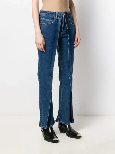 Shop Aalto Panelled Flared Jeans In Blue