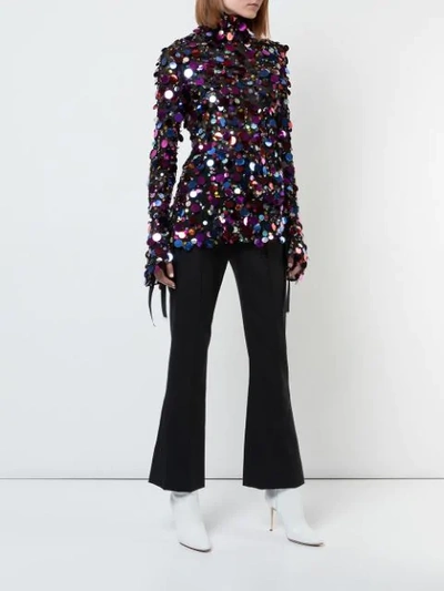 Shop Carolina Herrera Sequin-embellished Top - Black