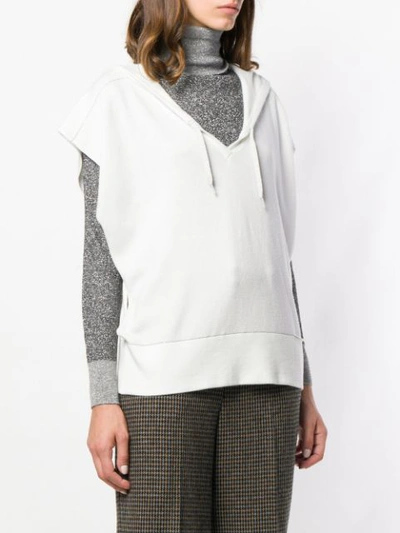 Shop Fabiana Filippi Drawstring Hooded Knit Top - White