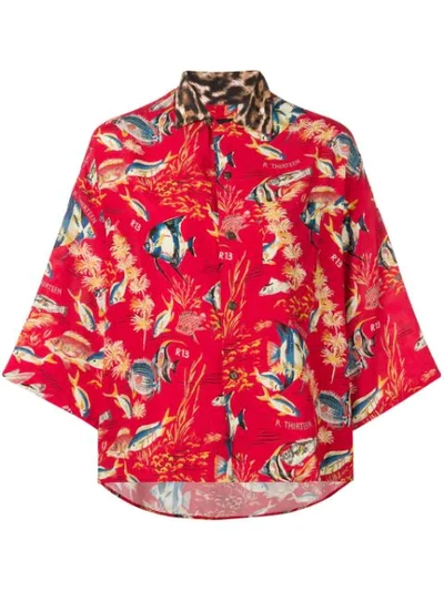 Shop R13 Fish Print Shirt In Red