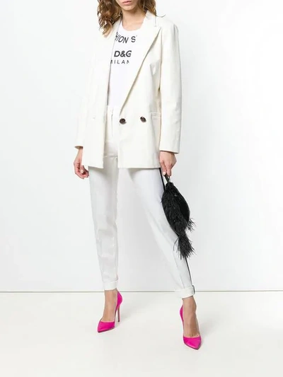 Shop Dolce & Gabbana Side-stripe Skinny Trousers In White