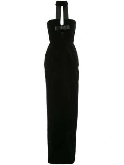 Shop Tom Ford Bow Detail Choker Dress In Black