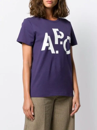 Shop Apc Logo Print T-shirt In Purple