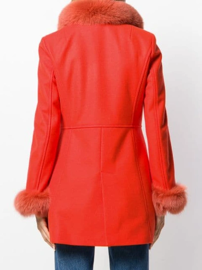 Shop Fay Fur Details Coat In Red