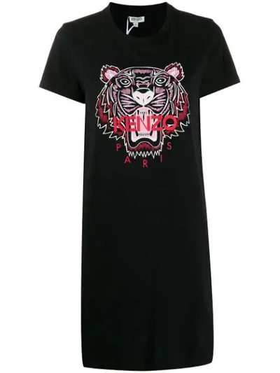 Shop Kenzo Tiger Logo Print T-shirt Dress In Black