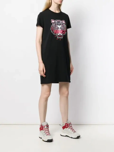 Shop Kenzo Tiger Logo Print T-shirt Dress In Black