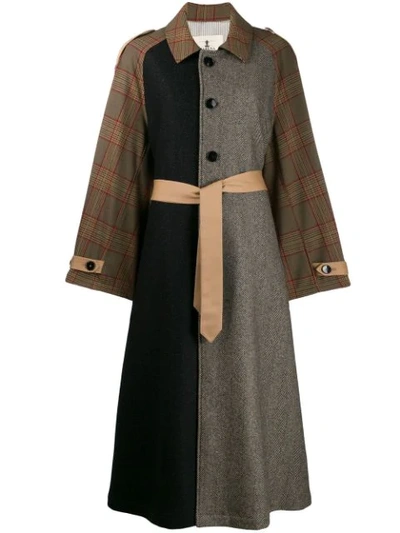 Shop Barena Venezia Patchwork Design Coat In Brown