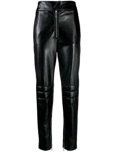 Shop Msgm Leather Look Trousers In Black