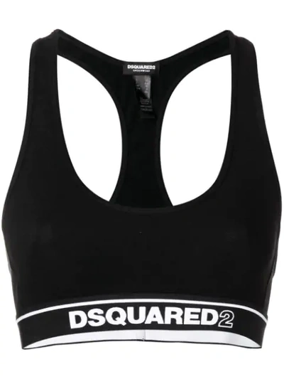 Shop Dsquared2 Underwear Logo Band Sports Bra - Black