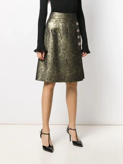 Shop Dolce & Gabbana Embellished Brocade Skirt In Gold