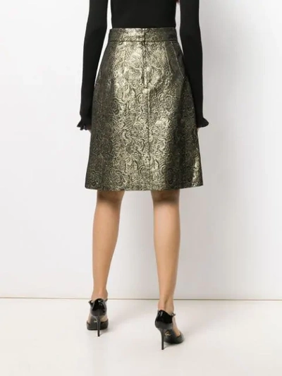 Shop Dolce & Gabbana Embellished Brocade Skirt In Gold