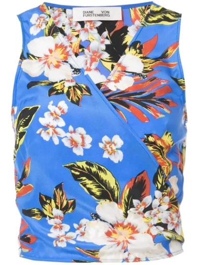 Shop Diane Von Furstenberg Dvf  Floral Crop Top - Blue