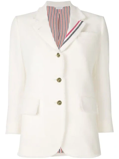 Shop Thom Browne Frayed Wide Lapel Sport Coat - White