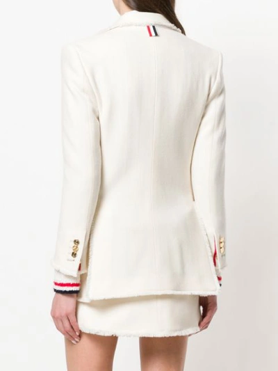 Shop Thom Browne Frayed Wide Lapel Sport Coat - White