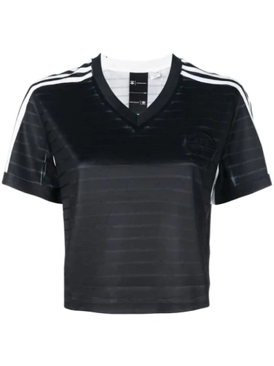 Shop Adidas Originals By Alexander Wang Striped Crop Top In Black