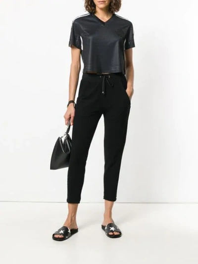 Shop Adidas Originals By Alexander Wang Striped Crop Top In Black