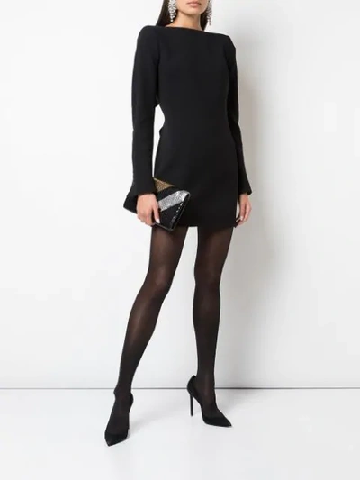 Shop Saint Laurent Bow-detail Open-back Mini Dress In Black