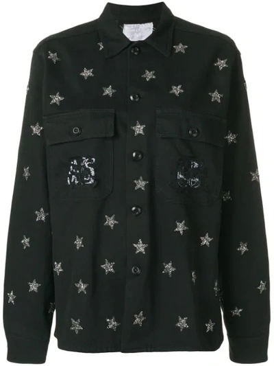 Shop As65 Star Embellished Shirt In Black