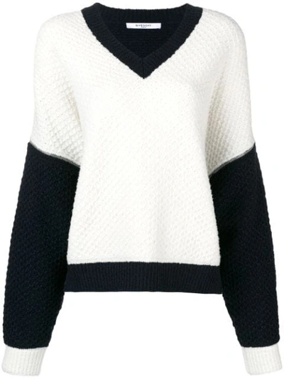 Shop Givenchy Contrast Long-sleeve Sweater - White