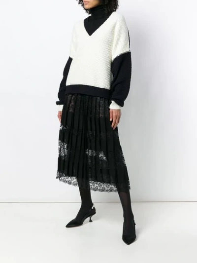 Shop Givenchy Contrast Long-sleeve Sweater - White