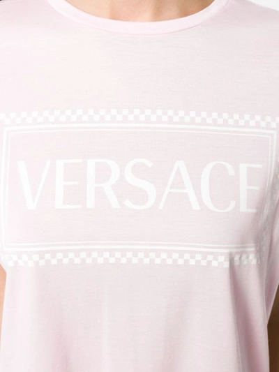 Shop Versace Logo Printed T-shirt In Pink