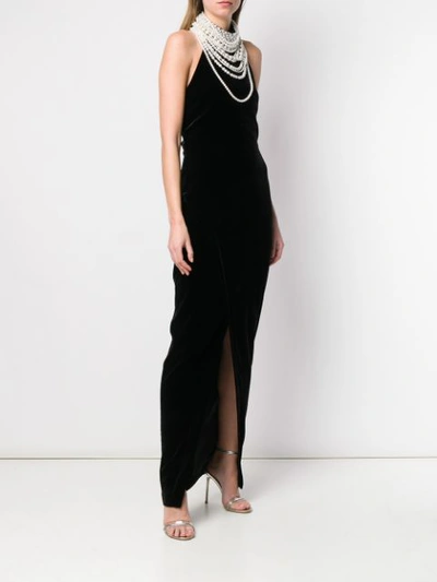 Shop Balmain Embellished Halterneck Evening Dress In Black
