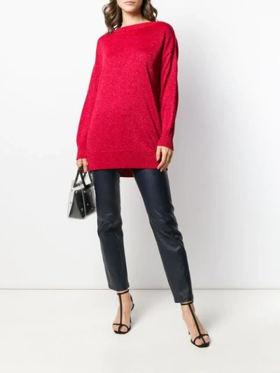 Shop P.a.r.o.s.h Sparkly Knit Jumper In Red