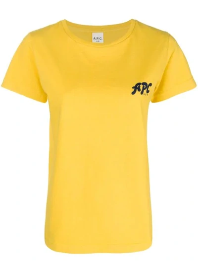 Shop Apc A.p.c. Logo Printed T-shirt - Yellow