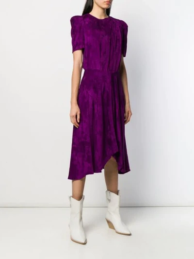 Shop Isabel Marant Fanao Ruched Velvet Dress In Purple