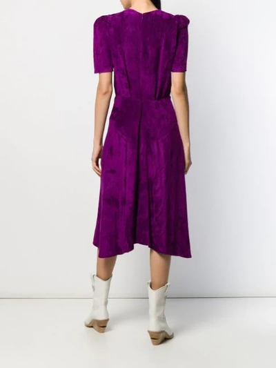 Shop Isabel Marant Fanao Ruched Velvet Dress In Purple