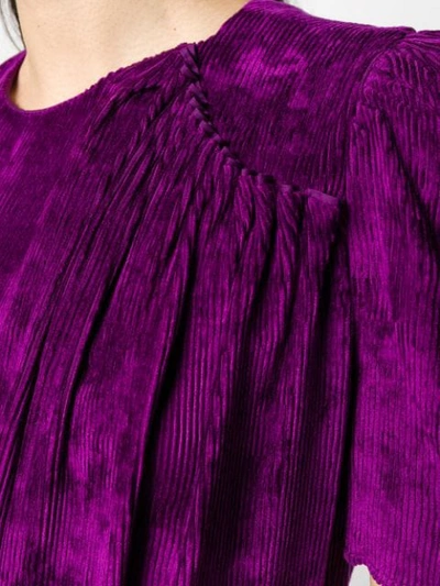 Shop Isabel Marant Fanao Ruched Velvet Dress In Purple