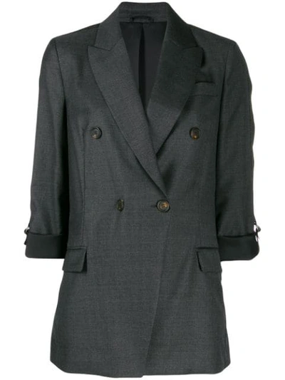 Shop Brunello Cucinelli Double-breasted Fitted Blazer In C1122 Grey
