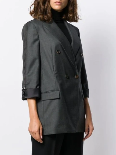 Brunello Cucinelli Double-breasted Fitted Blazer In C1122 Grey