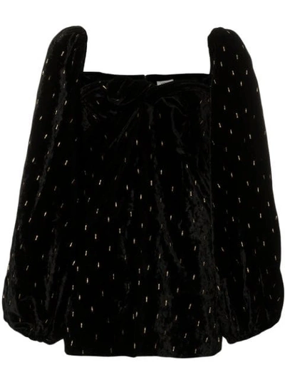 Shop Attico Gold-tone Flecked Balloon Sleeve Mini Dress In Black