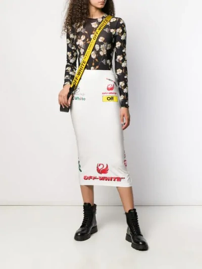 Shop Off-white Printed Pencil Skirt In White